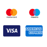 Zahlungsmethode Kreditkarte Visa, Mastercard, Amex, Maestro