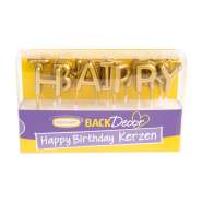 Produktbild für BackDecor Happy Birthday Wachskerzen, gold