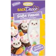Produktbild für 8 Hasen Dekore aus feinem Zuckerguß, Hase, Karotte und Hasenfüße