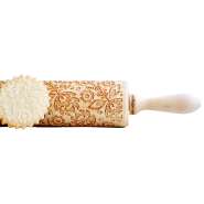 Produktbild für Holz Teigroller mit Blumen Prägung