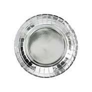 Produktbild für 6 runde Pappteller in silber, glänzend, 18cm