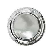 Produktbild für 6 runde Pappteller in silber, glänzend, 23cm