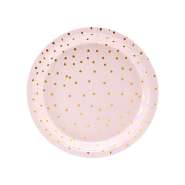 Produktbild für 6 rosa Pappteller mit Goldpunkten