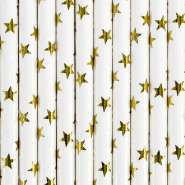 Produktbild für 10 Papier Strohhalme, goldene Sterne