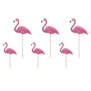 Produktbild für 6 Flamingo Einstecker als Topper für Cupcake oder Torten Dekoration