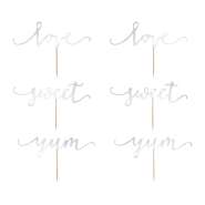 Produktbild für Cupcake Topper Set Love / Yum / Sweet , silber