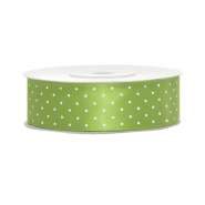 Produktbild für Satinband, gepunktet, apfelgrün B:25 mm, L: 25 m
