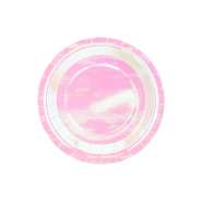 Produktbild für 6 runde Pappteller irisierend, rosa, 18cm