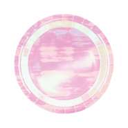 Produktbild für 6 runde Pappteller irisierend, rosa, 23cm
