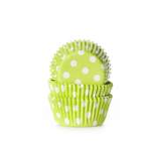 Produktbild für 60 Mini Muffinförmchen grün, weiß gepunktet