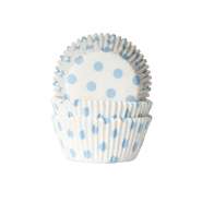 Produktbild für 50 Muffinförmchen weiß, hellblau gepunktet