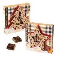 Produktbild für 10 Stück Pralinenpräsent mit Holzstern und Holztannenbaum Dekoration