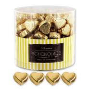 Produktbild für Günthart 150 goldene Herzen aus Schokolade | Streifen