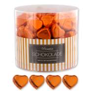 Produktbild für Günthart 150 orange Herzen aus Schokolade | Streifen