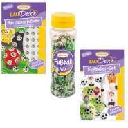Produktbild für BackDecor Fußball Set 48 Mini Fußbälle, Zucker Fußballer und Fußball Streusel Mix aus Zucker