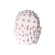 Produktbild für 50 Muffinförmchen weiß, rosa gepunktet