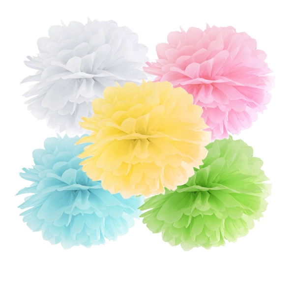 508 200 partydeco PomPoms / Wabenbälle Grün hellblau gelb rosa weiß pompom set in klein