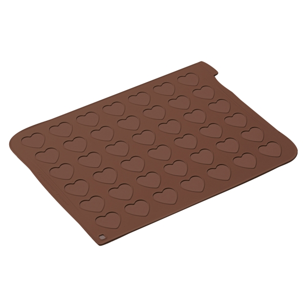 769 11silikonmatteherzfoermigemacaronsbraun Silikomart Matten / Bleche Silikonmatte-Macarons-herzfoermig